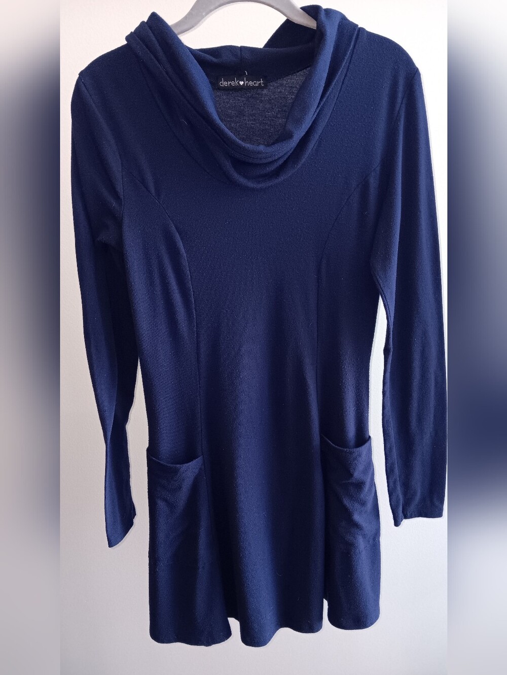 derek heart Navy Cowl Neck Pocket Sweater Dress